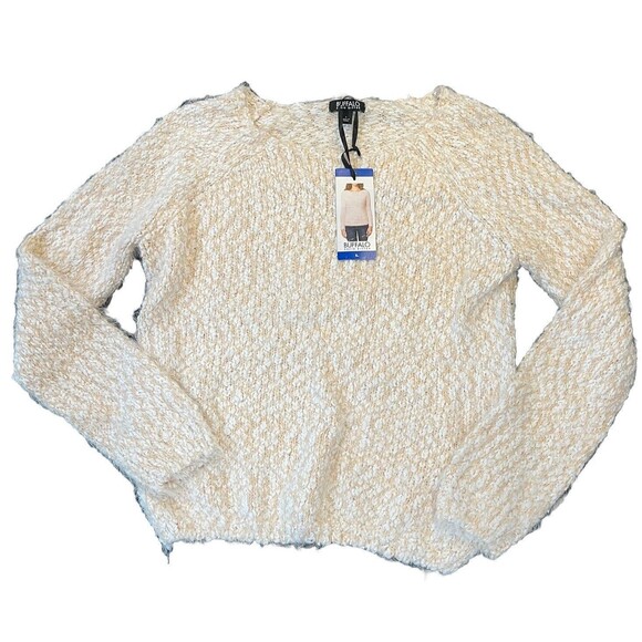 Buffalo David Bitton Tops - BUFFALO DAVID BITTON Women's Soft Eyelash Sweater White Beige Stretchy Sz M
